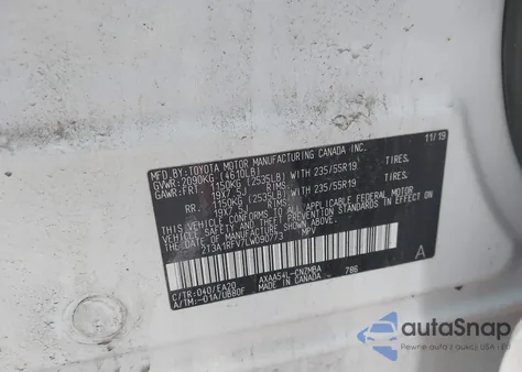 2020 Toyota Rav4 Xle Premium z USA, uszkodzony, nr VIN 2T3A1RFV7LW090773